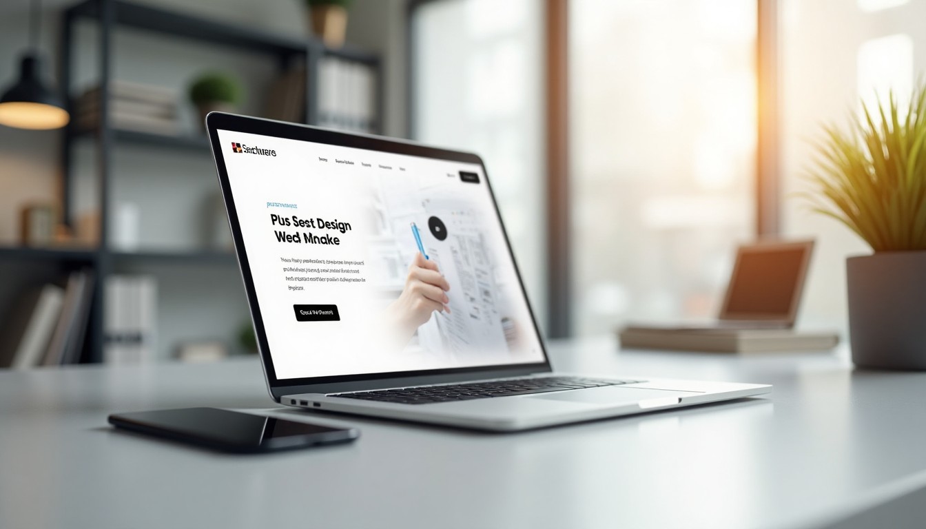 A clean, minimalist website layout displayed on a laptop and smartphone showing clear call-to-action buttons and balanced white space.